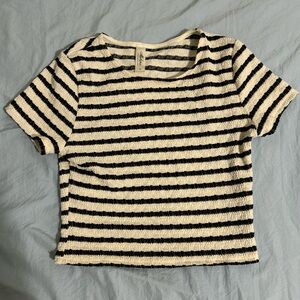 Mahina off-white striped crop top